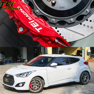 Kit de travagem frontal 4 pistão calibre com rotor 355x28mm sistema de travagem automático BBK para Hyundai Veloster 18 polegadas carro borda