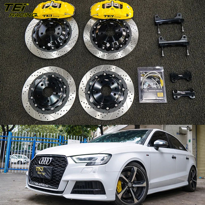 BBK Frente 4 Pot Caliper 355x28mm Rotor e traseiro Upgrade 330mm Rotor Kit de freio grande Sistema de freio automático para Audi A3 17 polegadas